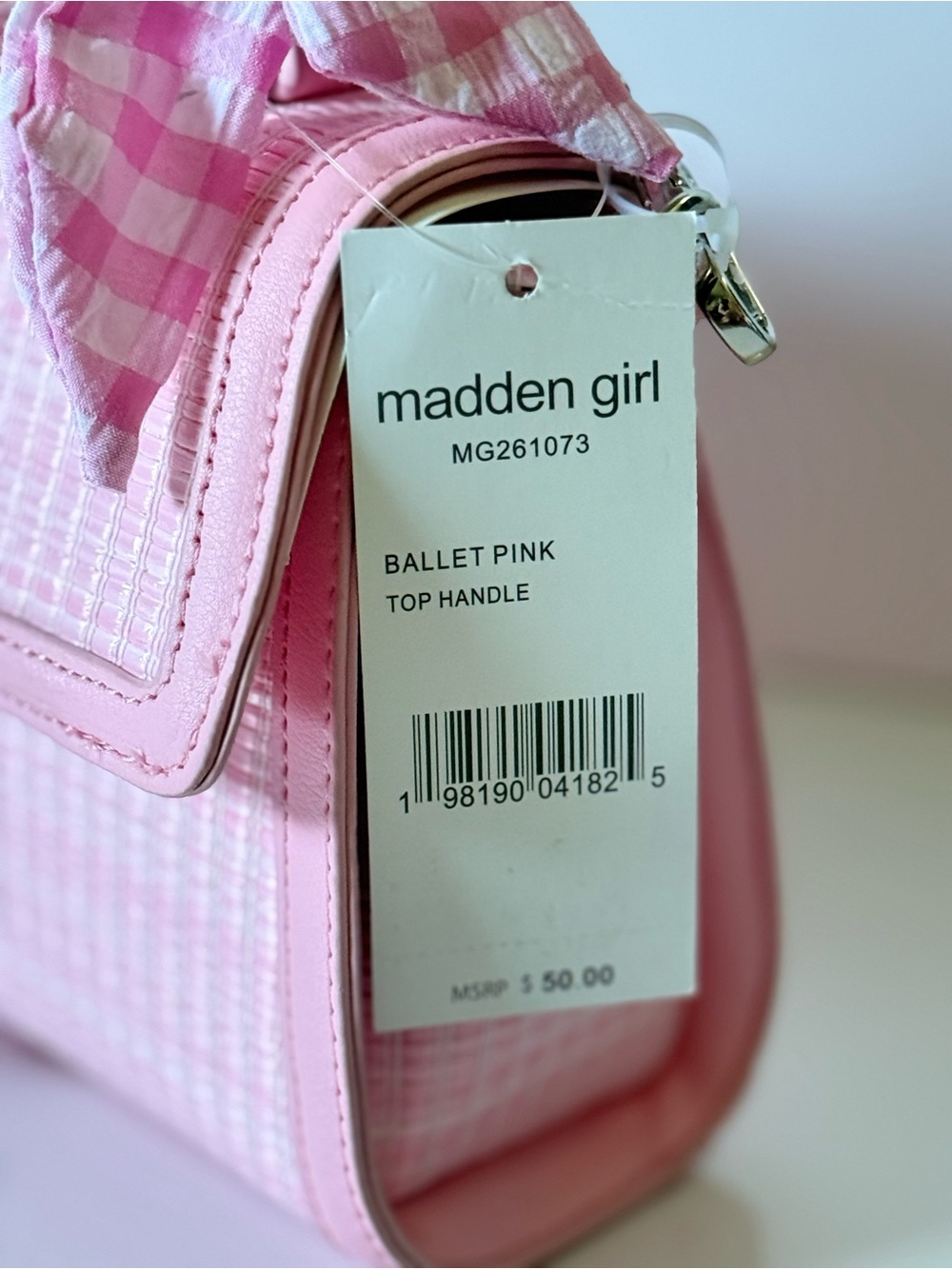 Madden Girl Ballet Pink Top Handle Crossbody Bag NWT | Cherry Charm - Picture 4 of 9